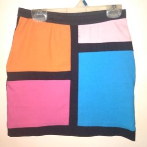 Blocked colored mini skirt